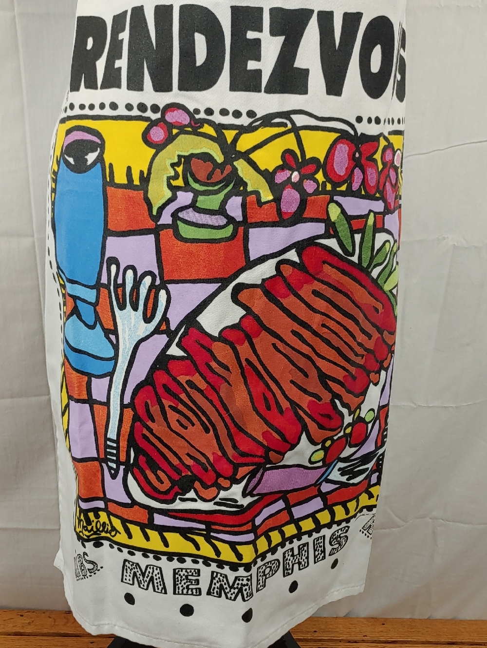 Rendezvous Memphis Barbecue Ribs Apron Adult One Size Colorful Graphic